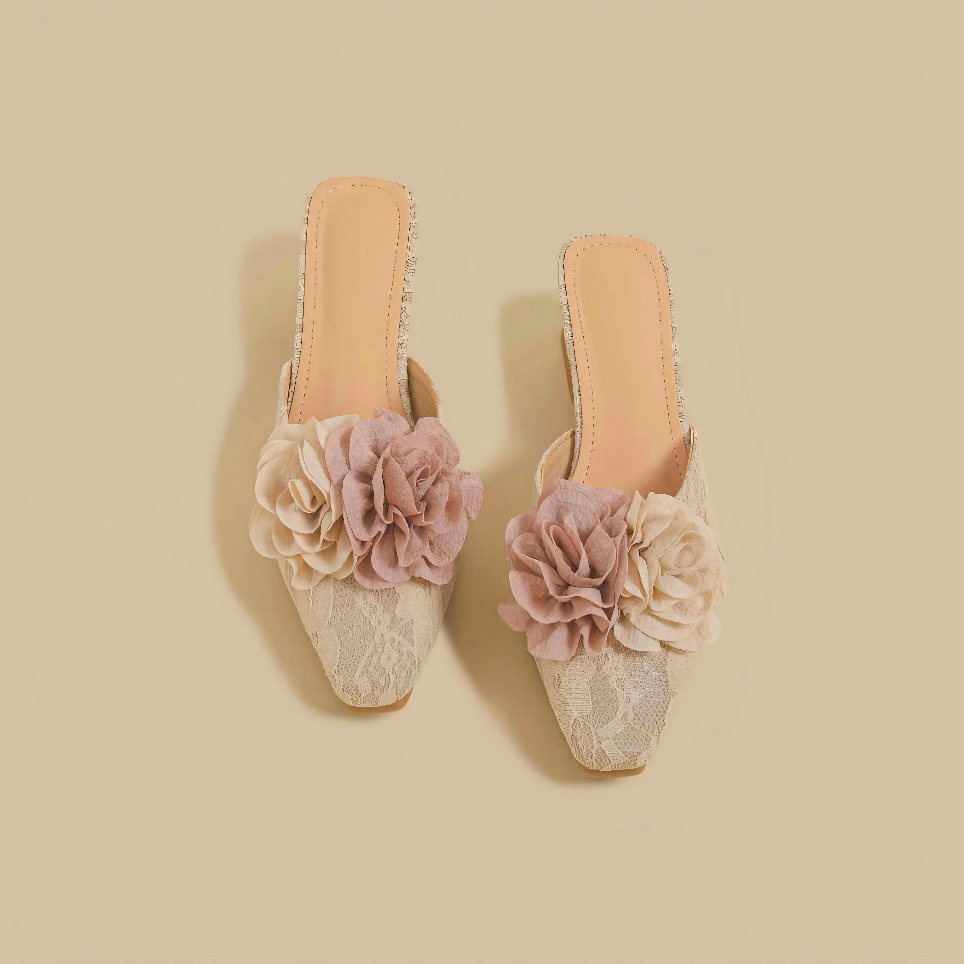 Blush Petal Lace Mules