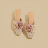 Blush Petal Lace Mules