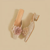 Blush Petal Lace Mules