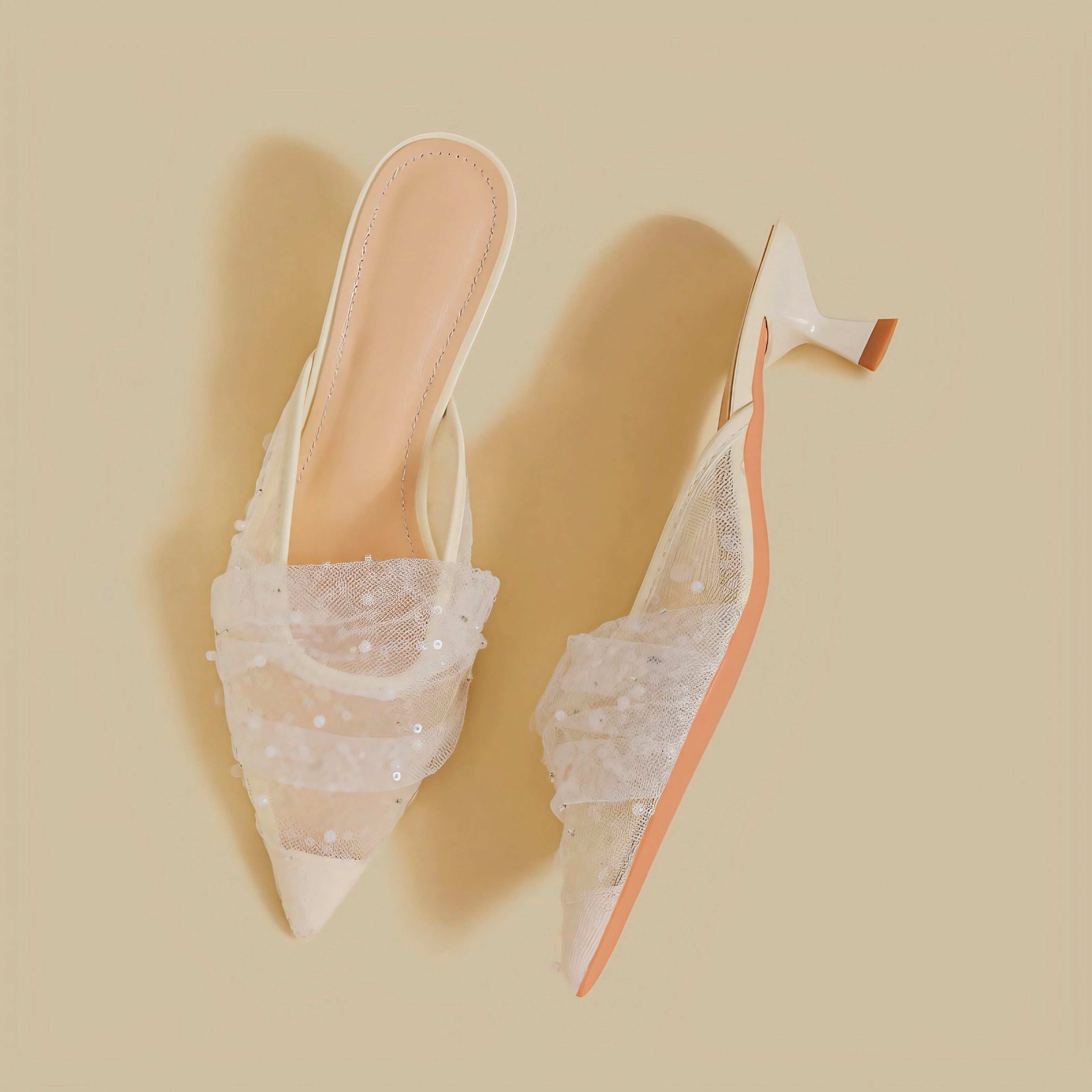 Blush Sparkle Veil Mules