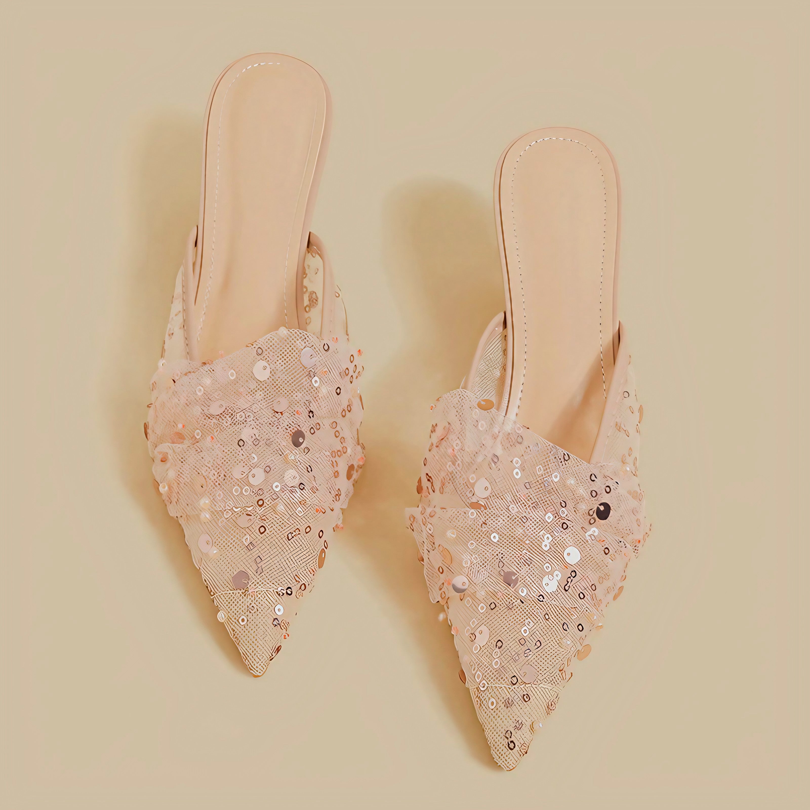 Blush Sparkle Veil Mules