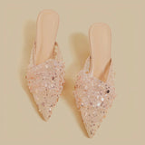 Blush Sparkle Veil Mules
