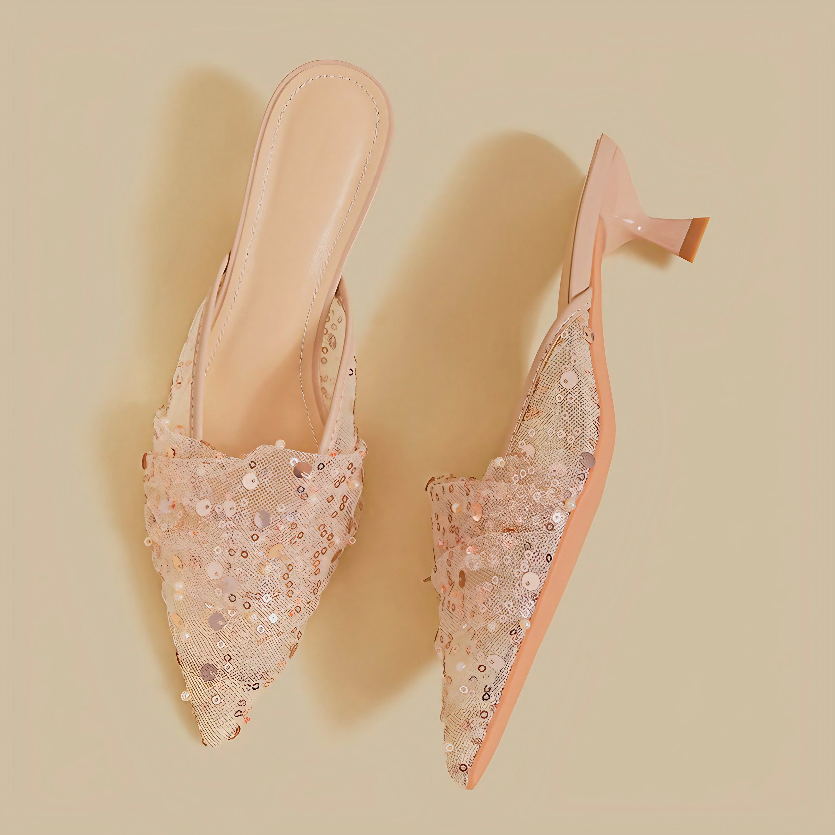 Blush Sparkle Veil Mules
