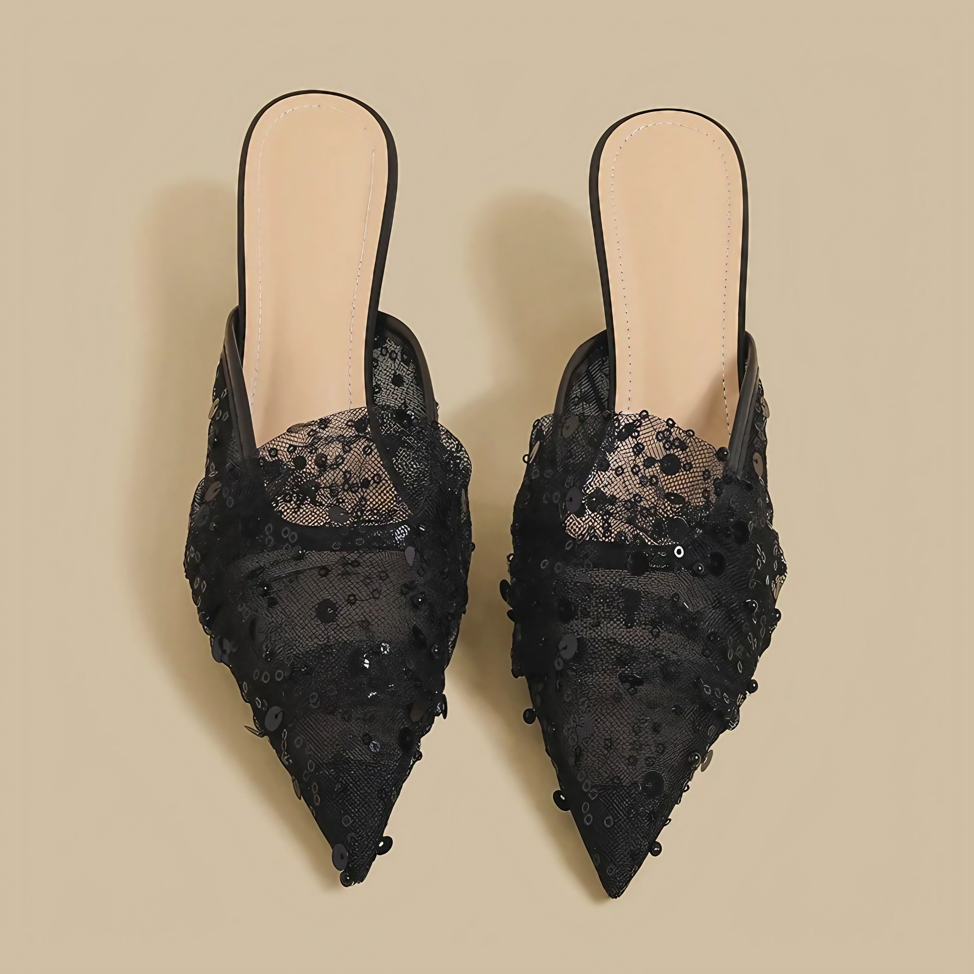 Blush Sparkle Veil Mules
