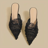 Blush Sparkle Veil Mules