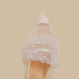 Blush Sparkle Veil Mules