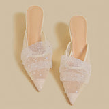 Blush Sparkle Veil Mules