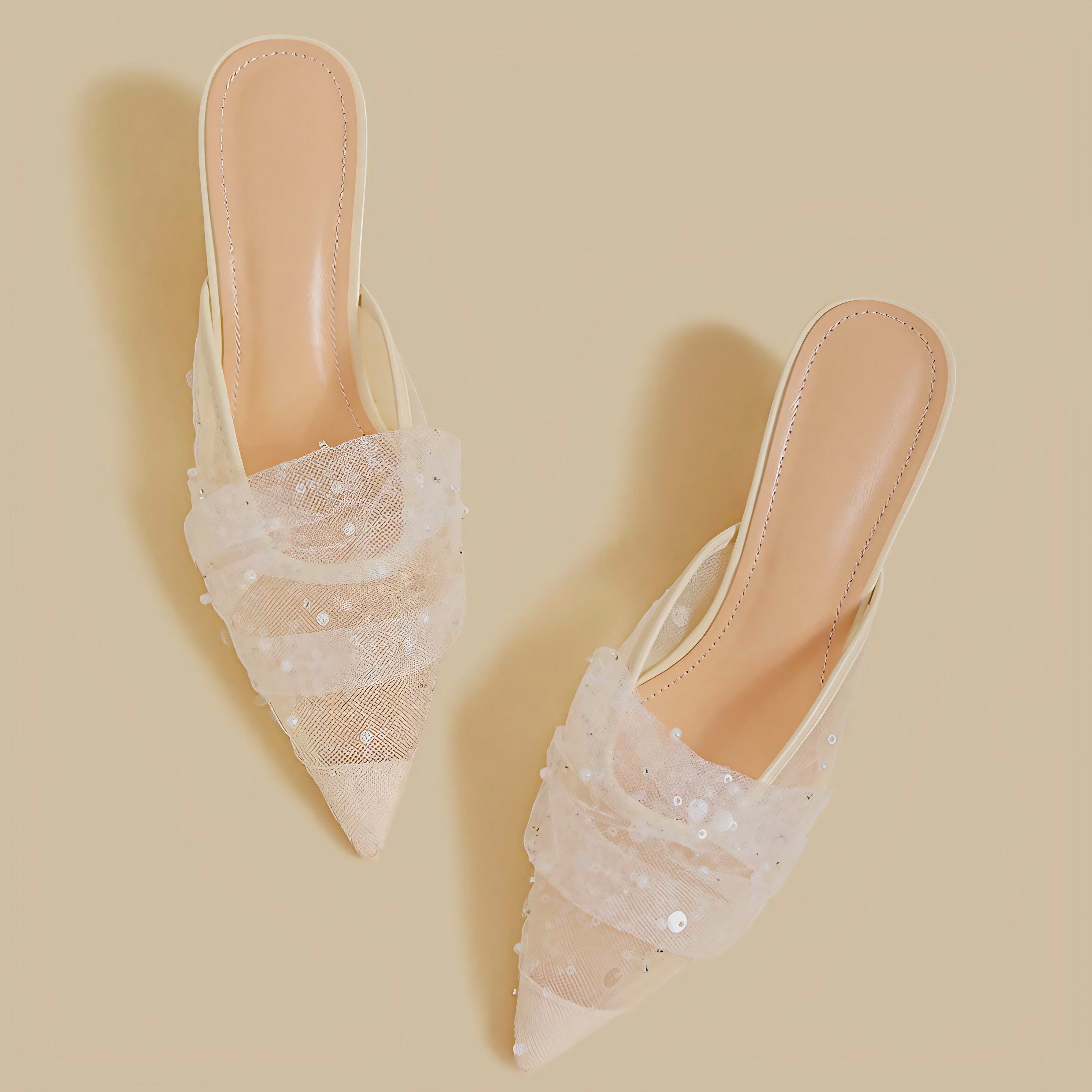 Blush Sparkle Veil Mules