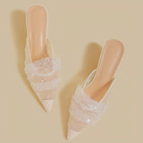 Blush Sparkle Veil Mules