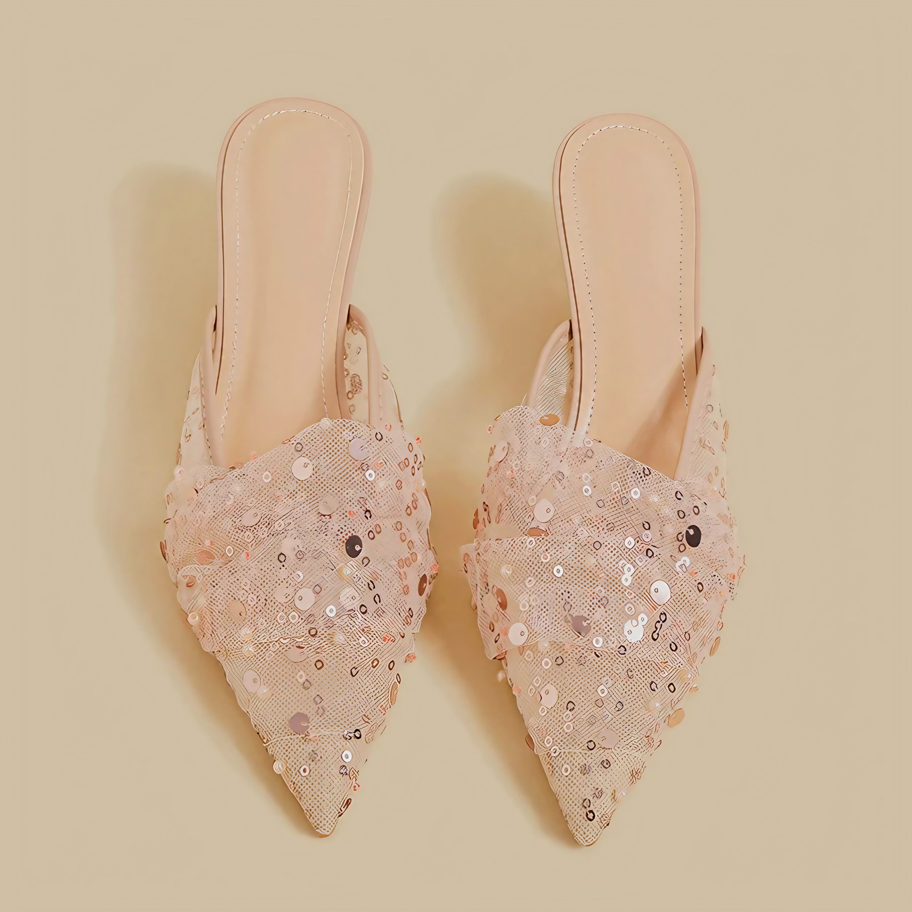 Blush Sparkle Veil Mules