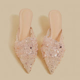 Blush Sparkle Veil Mules