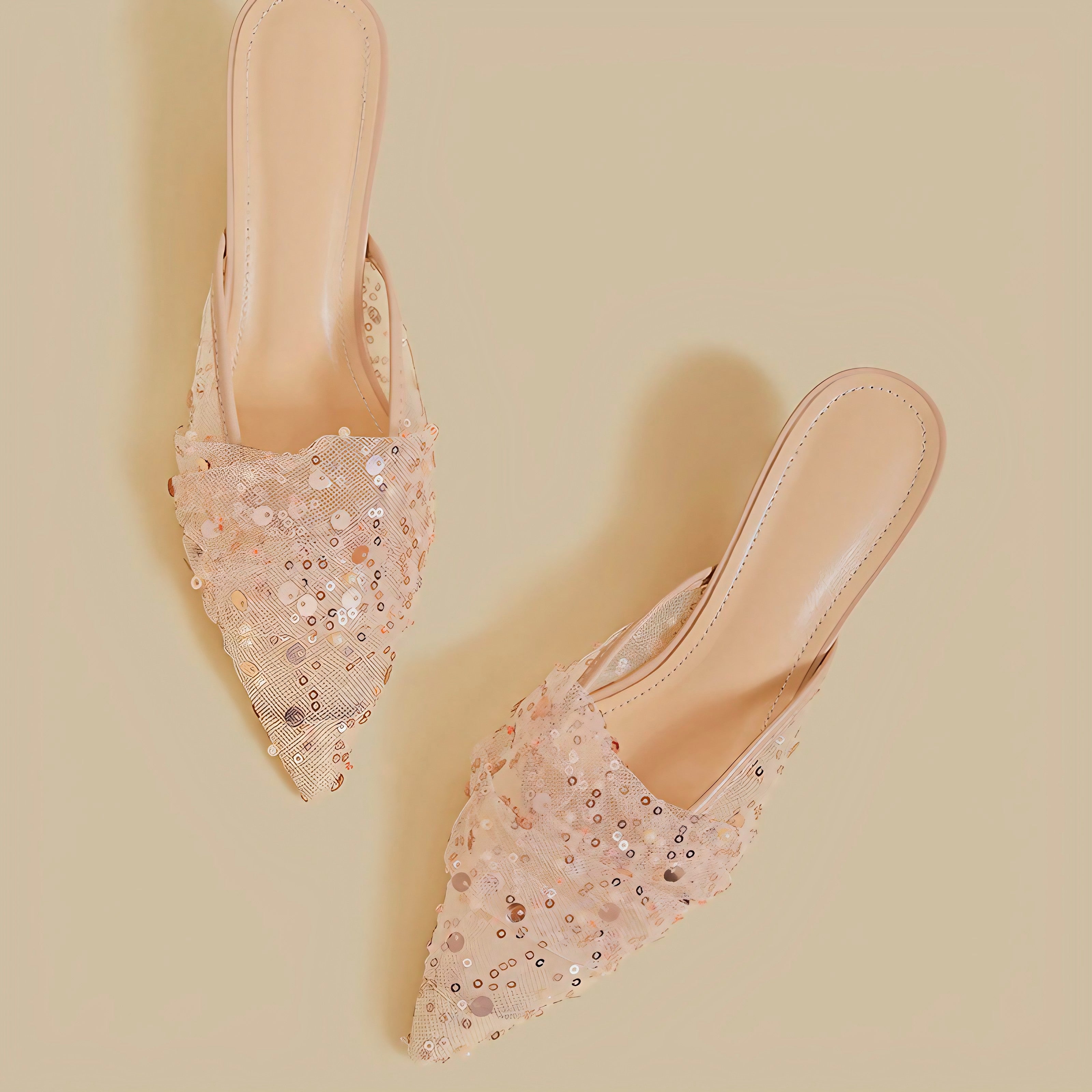 Blush Sparkle Veil Mules