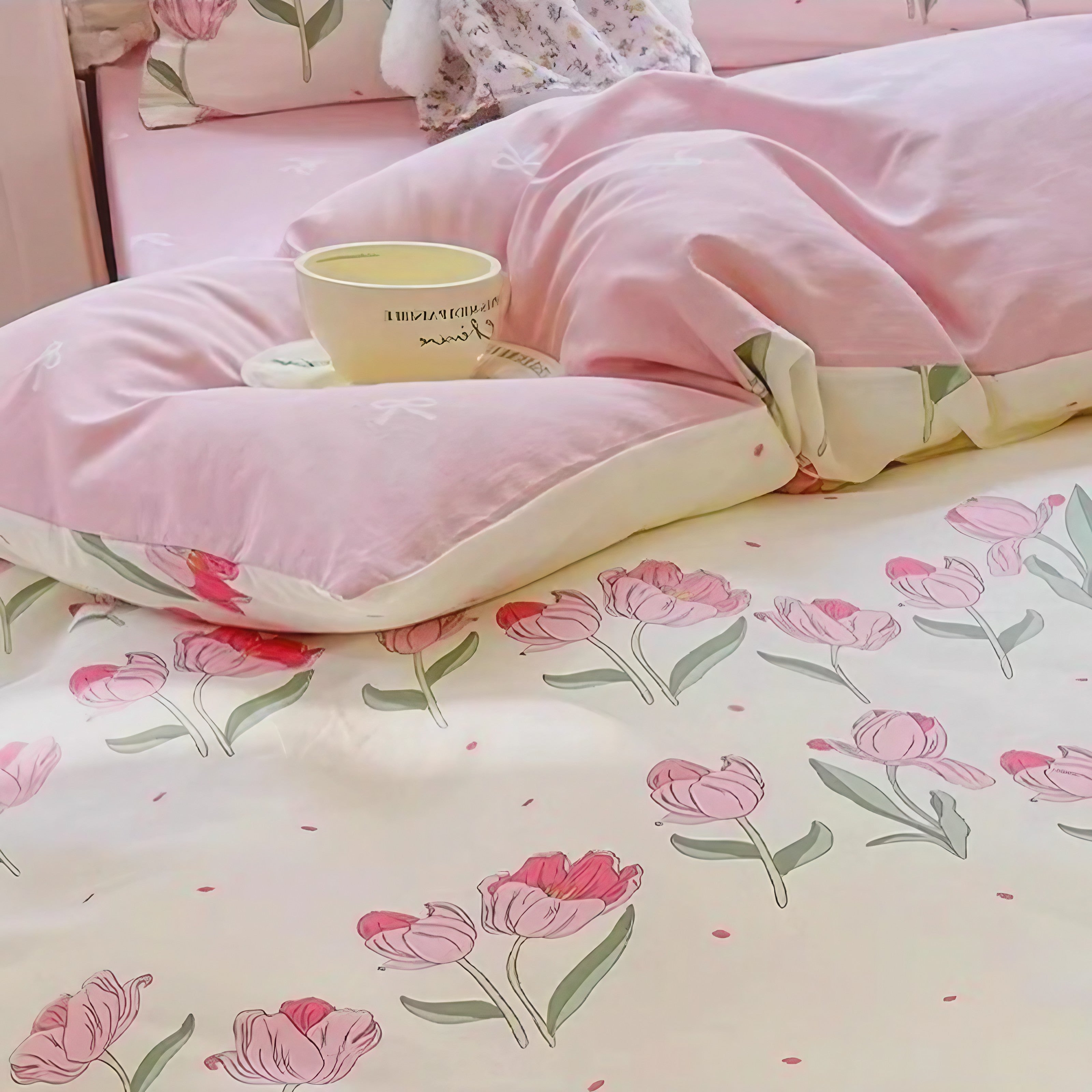 Blushing Tulip Bedding Set