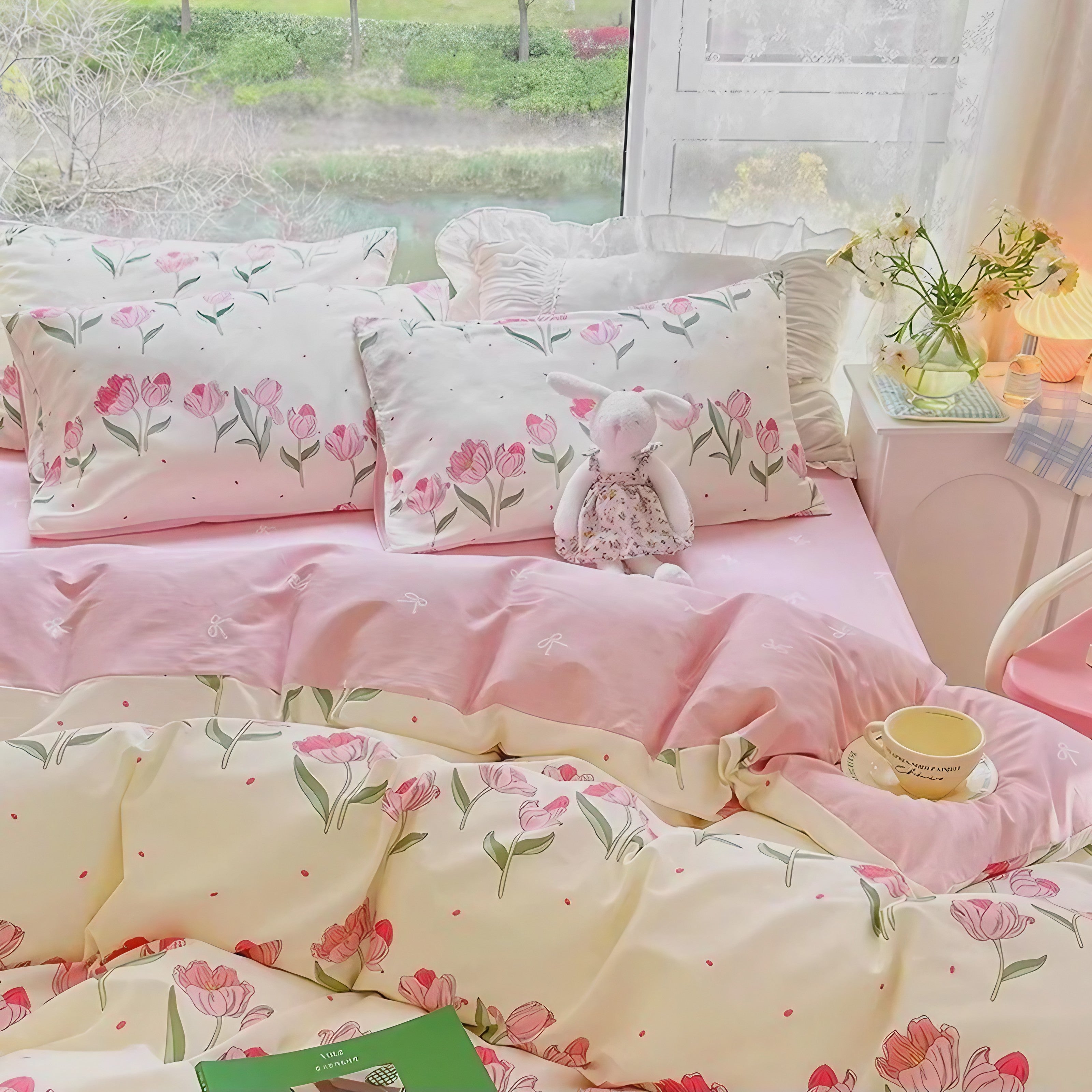 Blushing Tulip Bedding Set