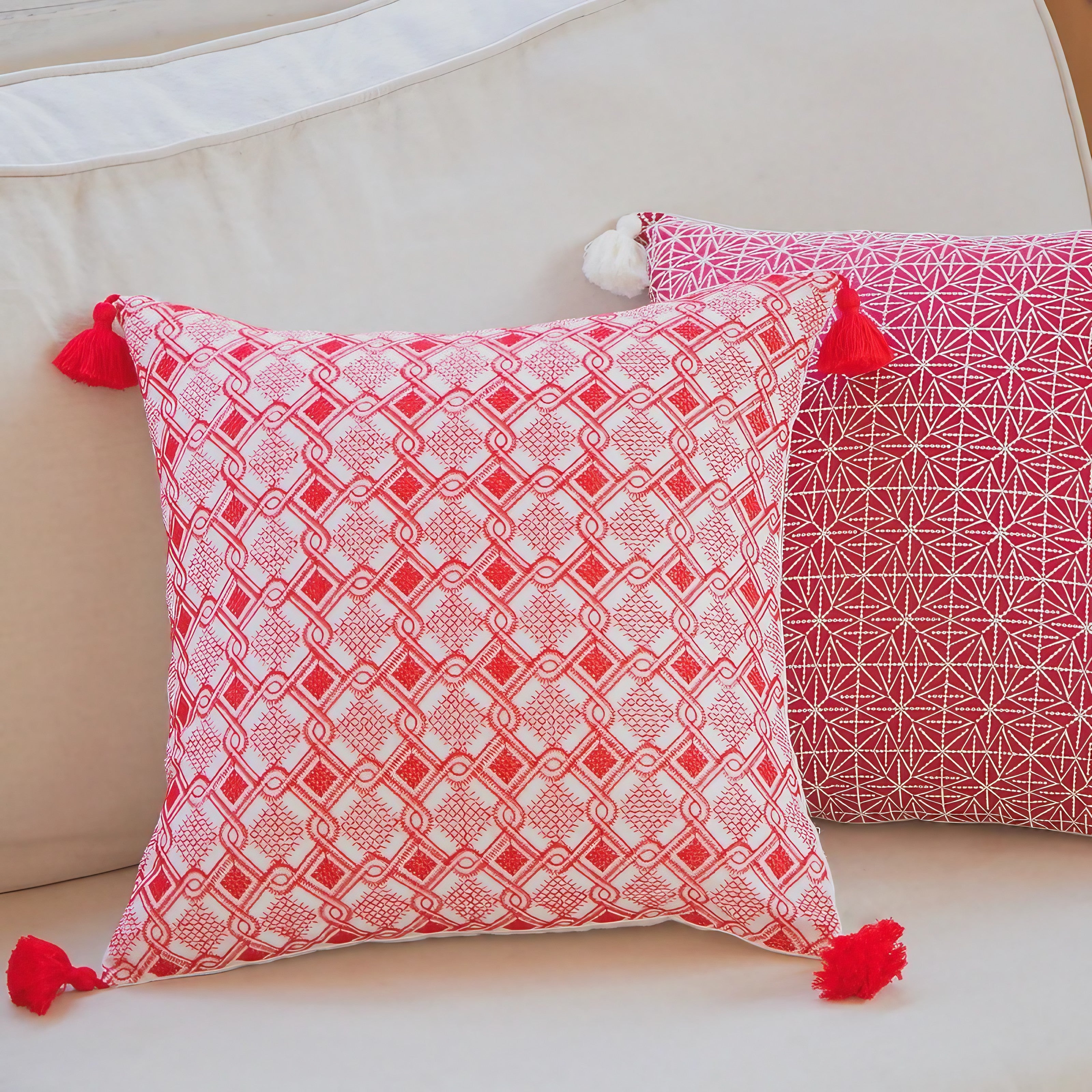 Bohemian Red Pattern Cushion Covers