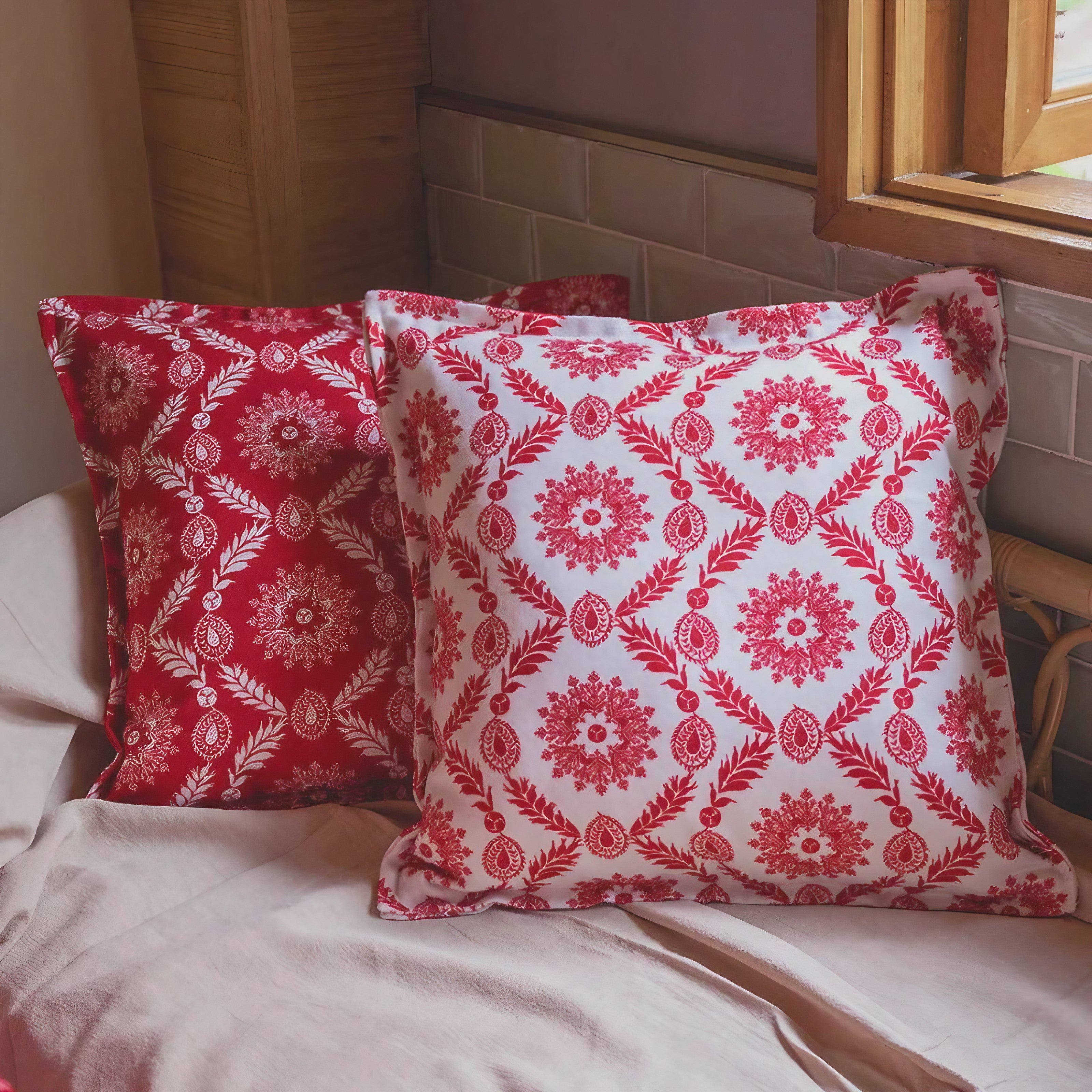 Bohemian Red Pattern Cushion Covers