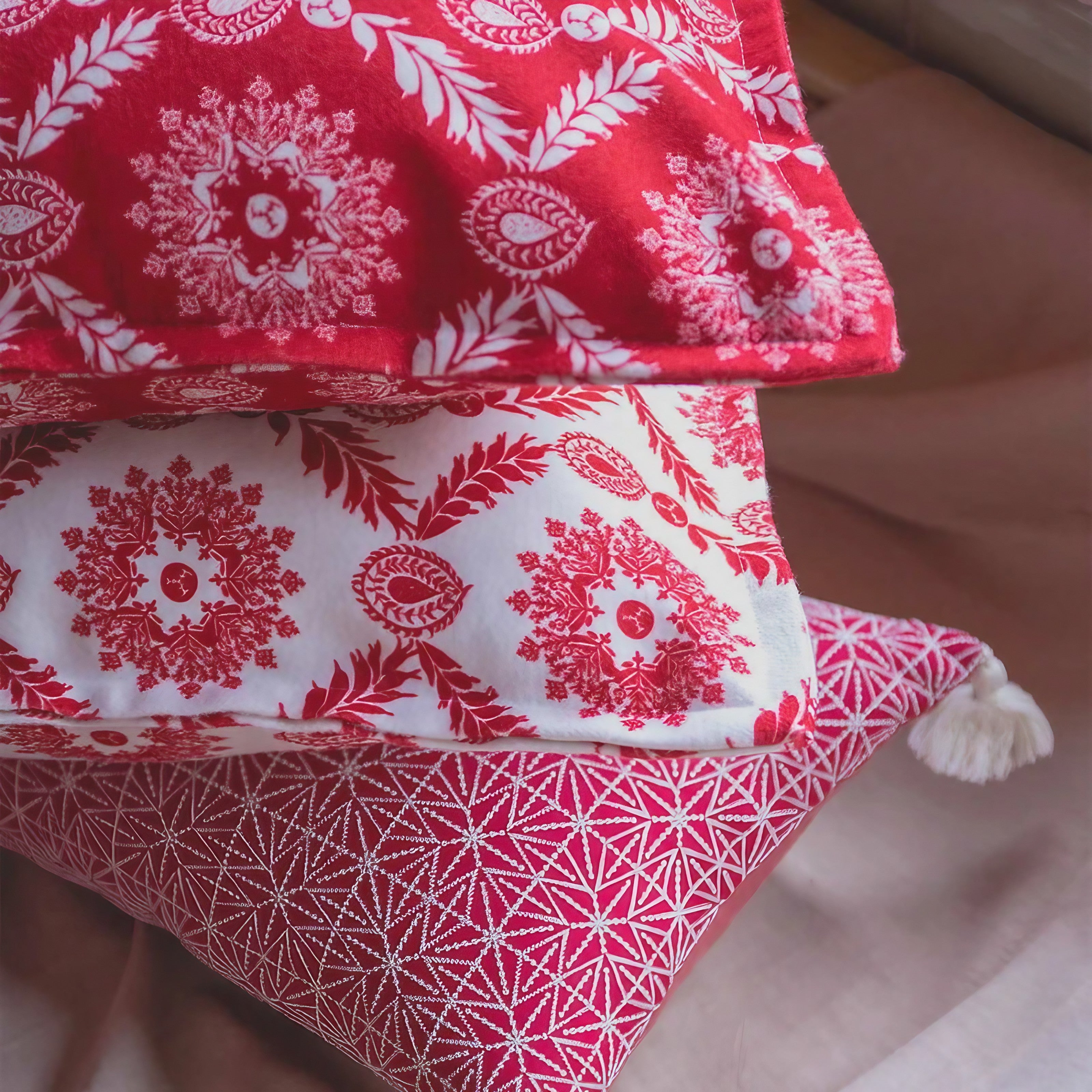Bohemian Red Pattern Cushion Covers