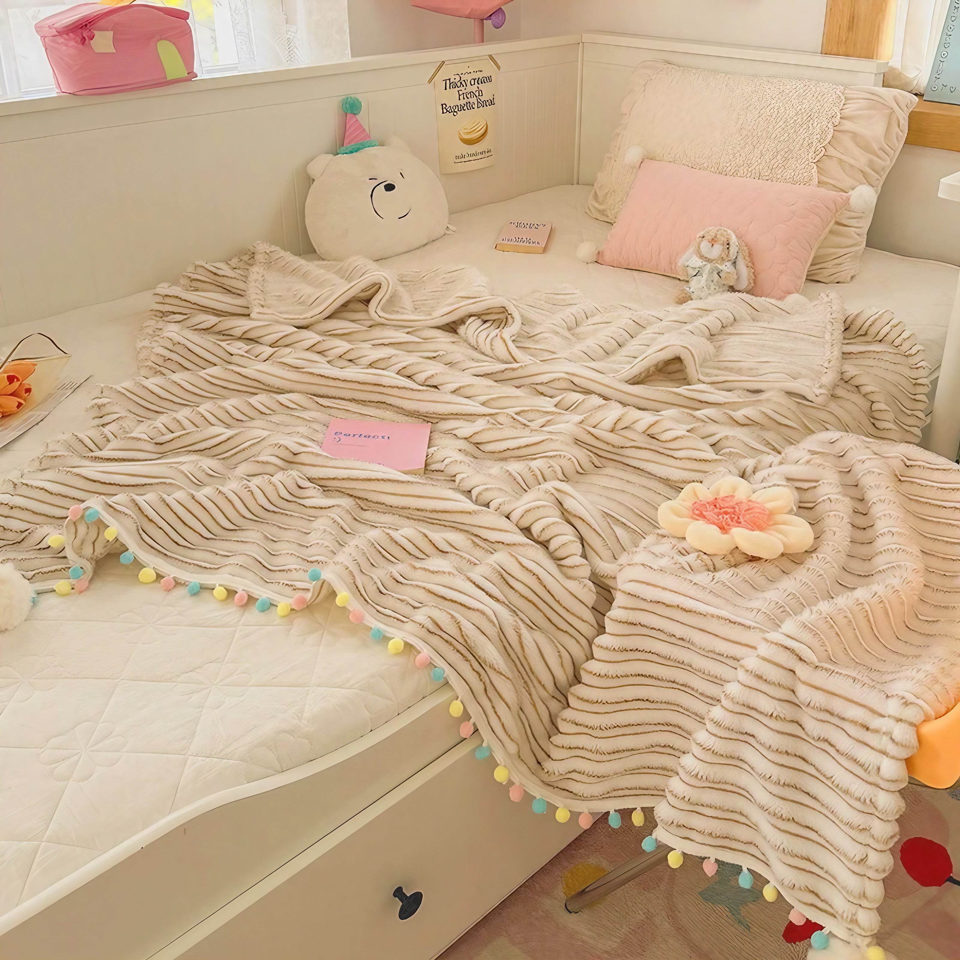 Rainbow Pompom Blankets