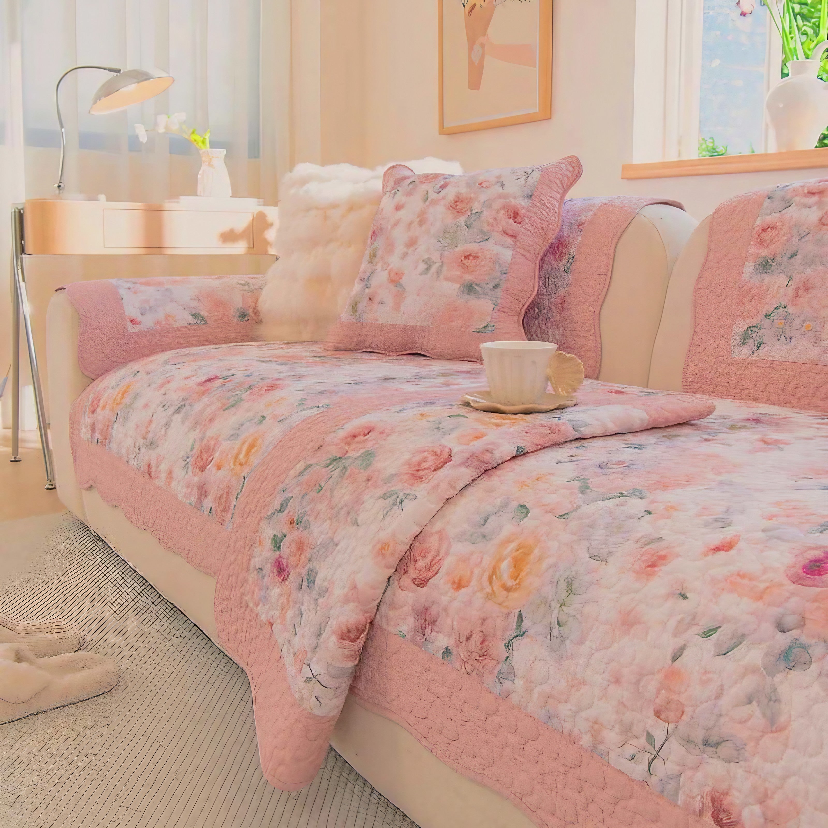Cloud Petal Quilted Sofa Covers