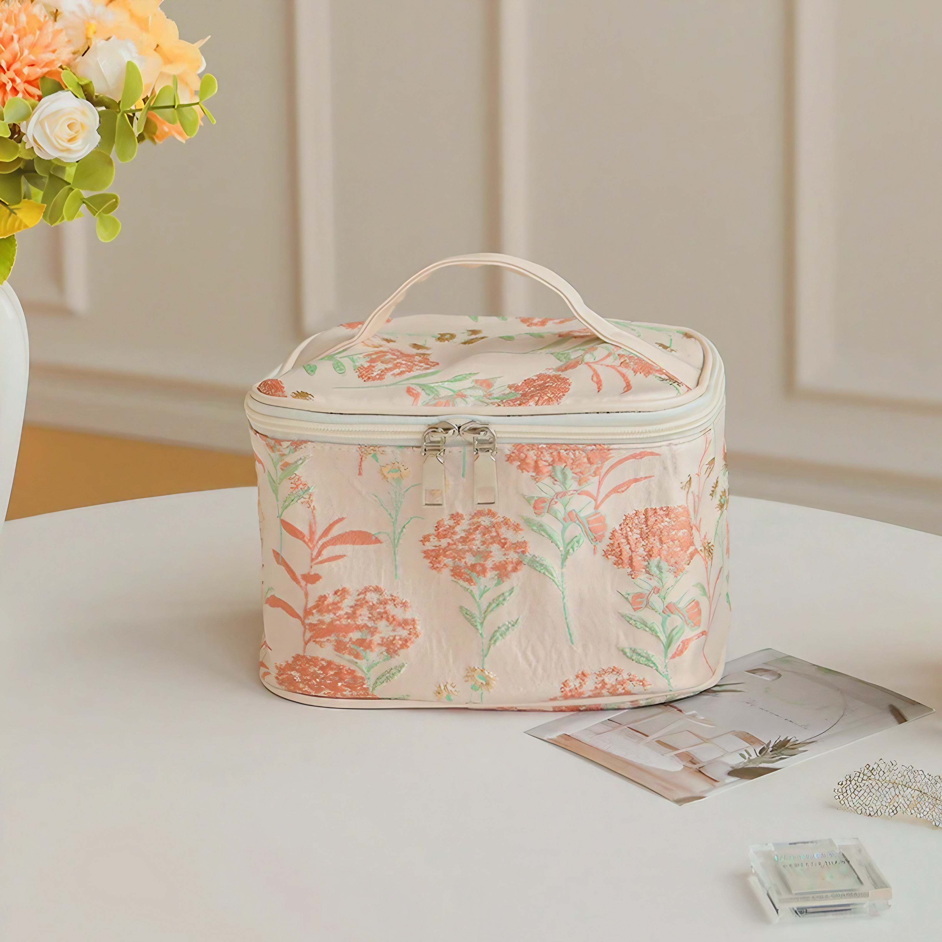 Coral Bloom Cosmetic Bag