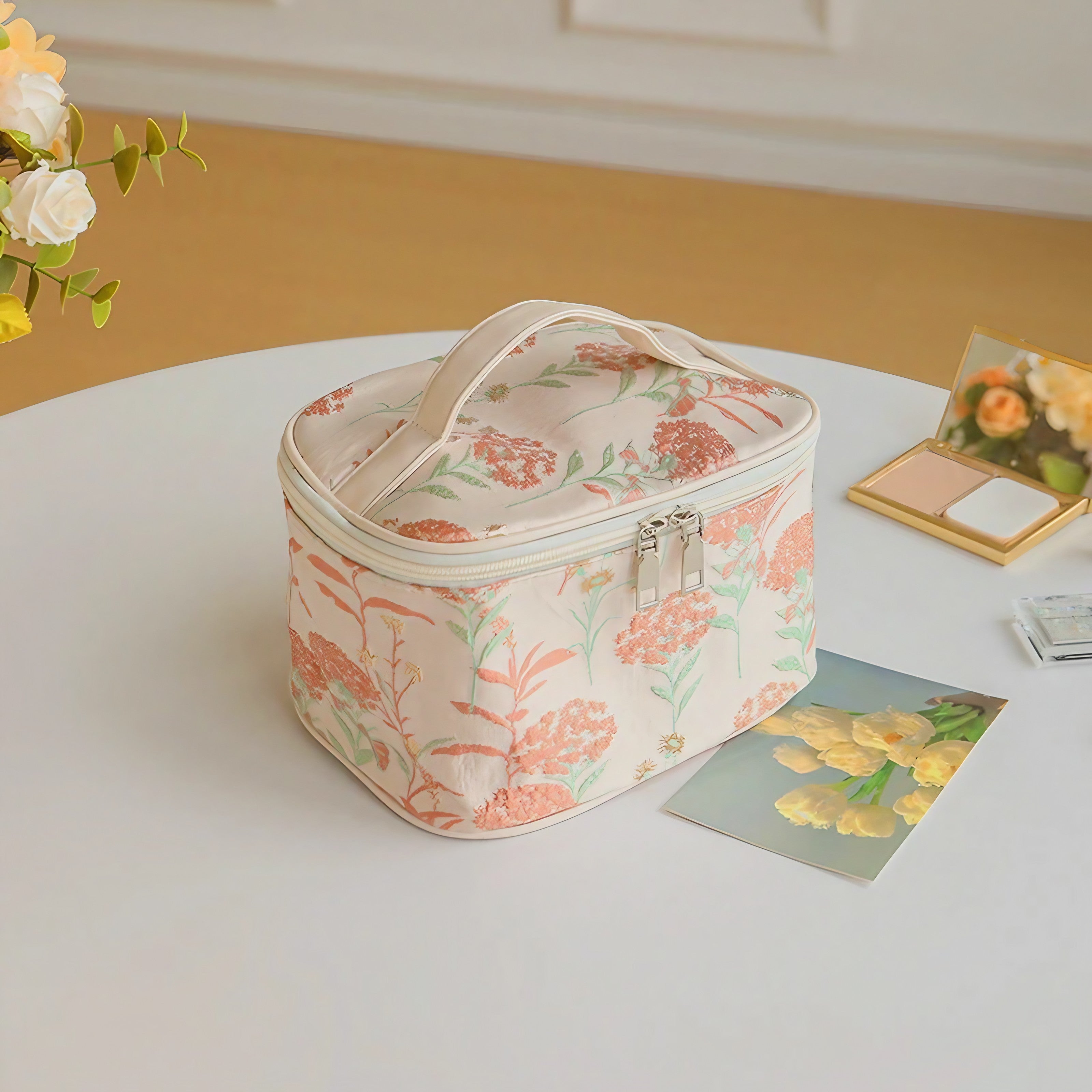 Coral Bloom Cosmetic Bag