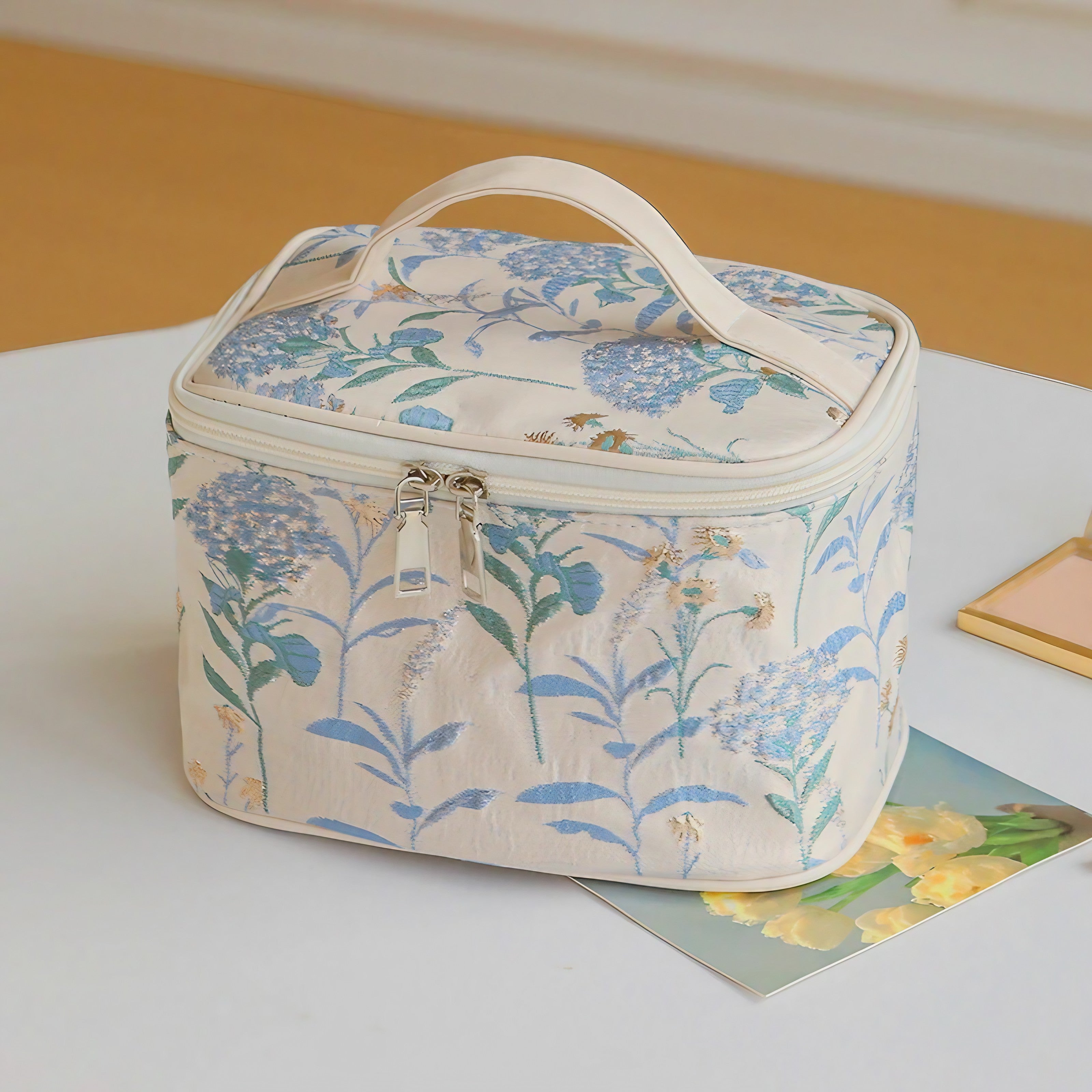 Coral Bloom Cosmetic Bag