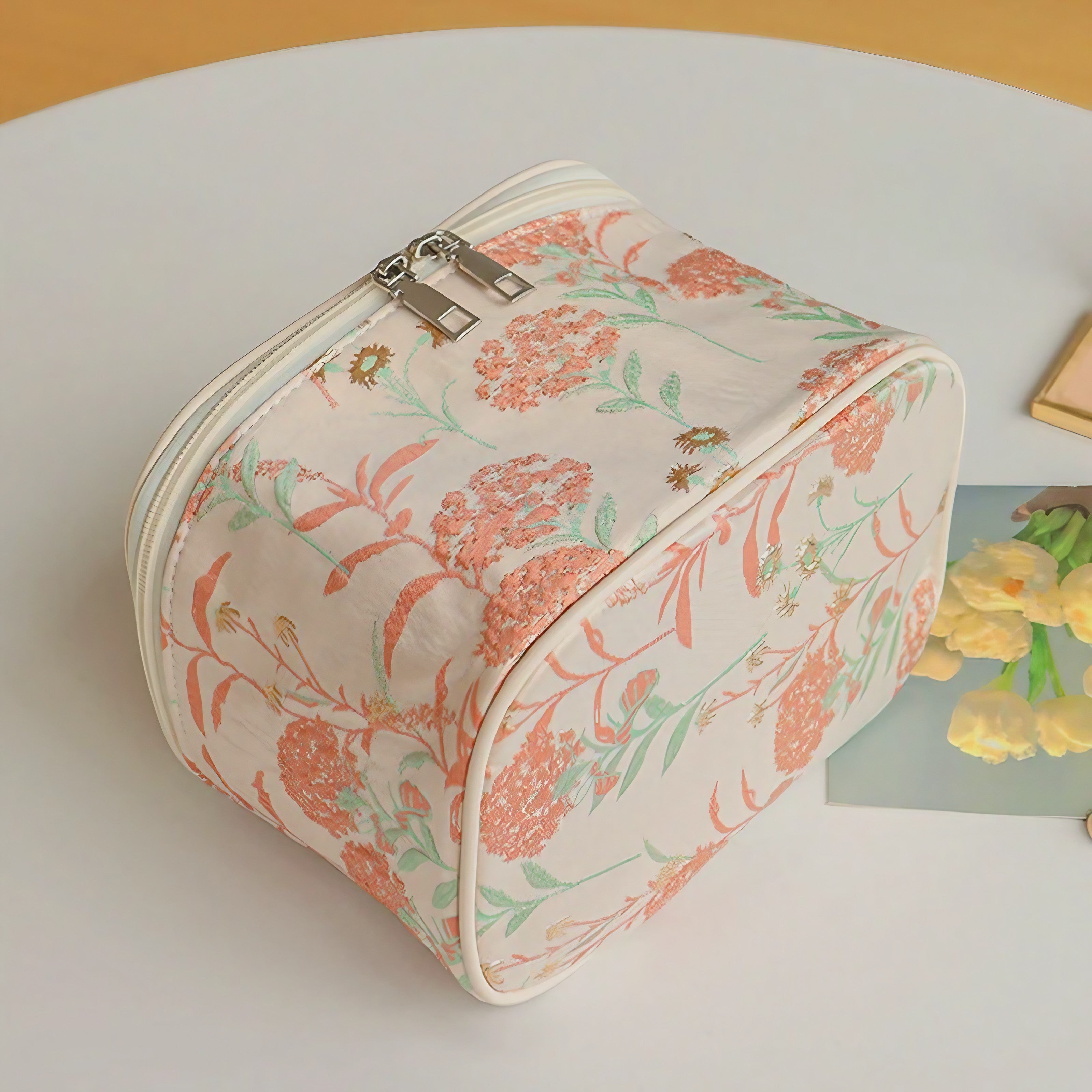Coral Bloom Cosmetic Bag