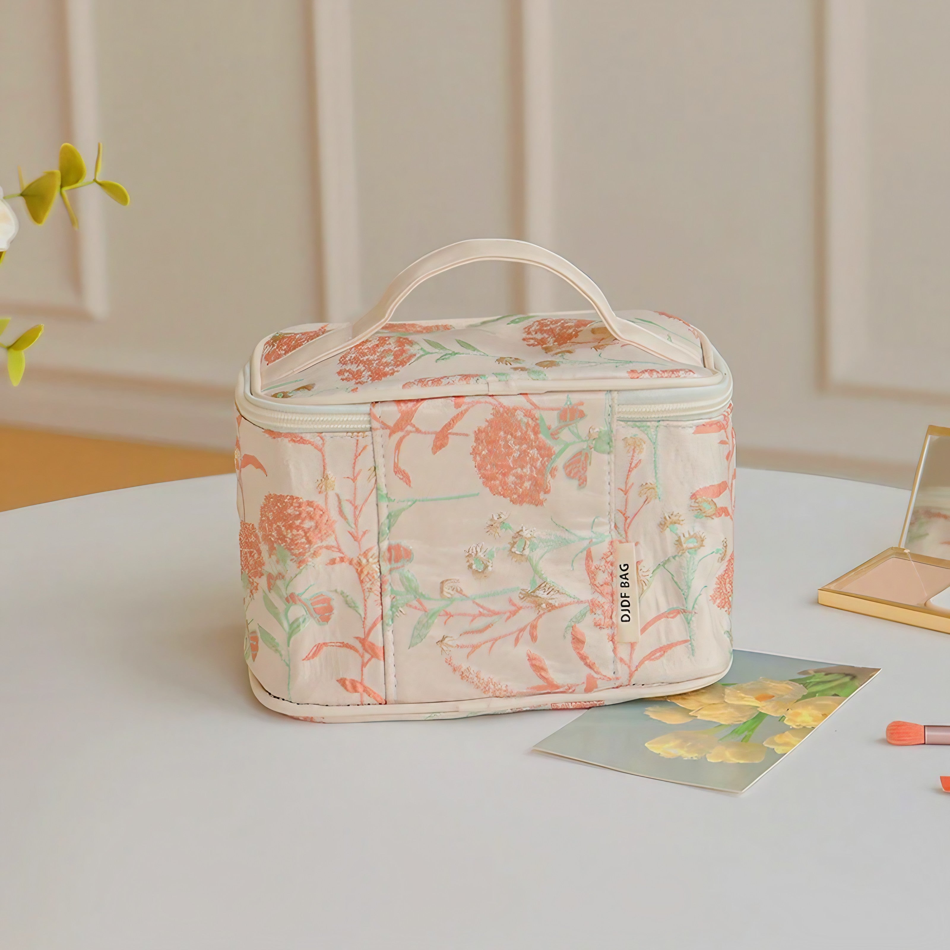 Coral Bloom Cosmetic Bag