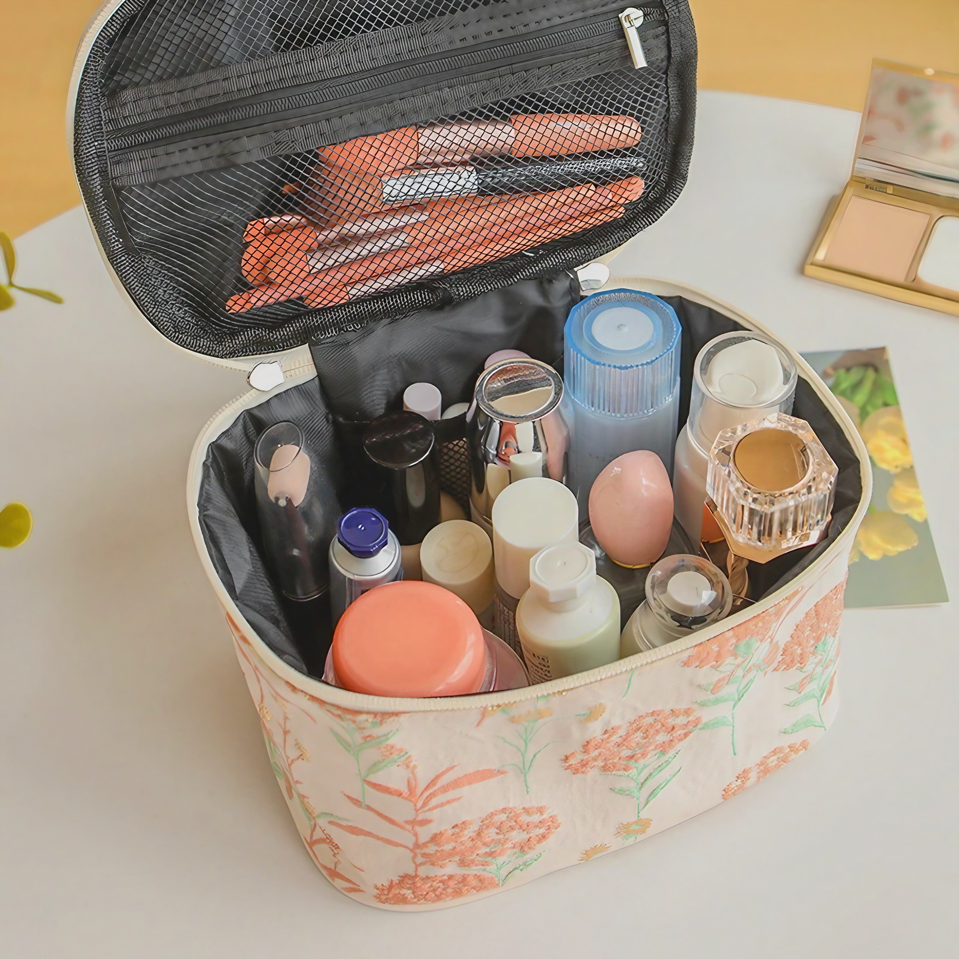 Coral Bloom Cosmetic Bag