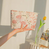 Coral Bloom Quilted Pouch