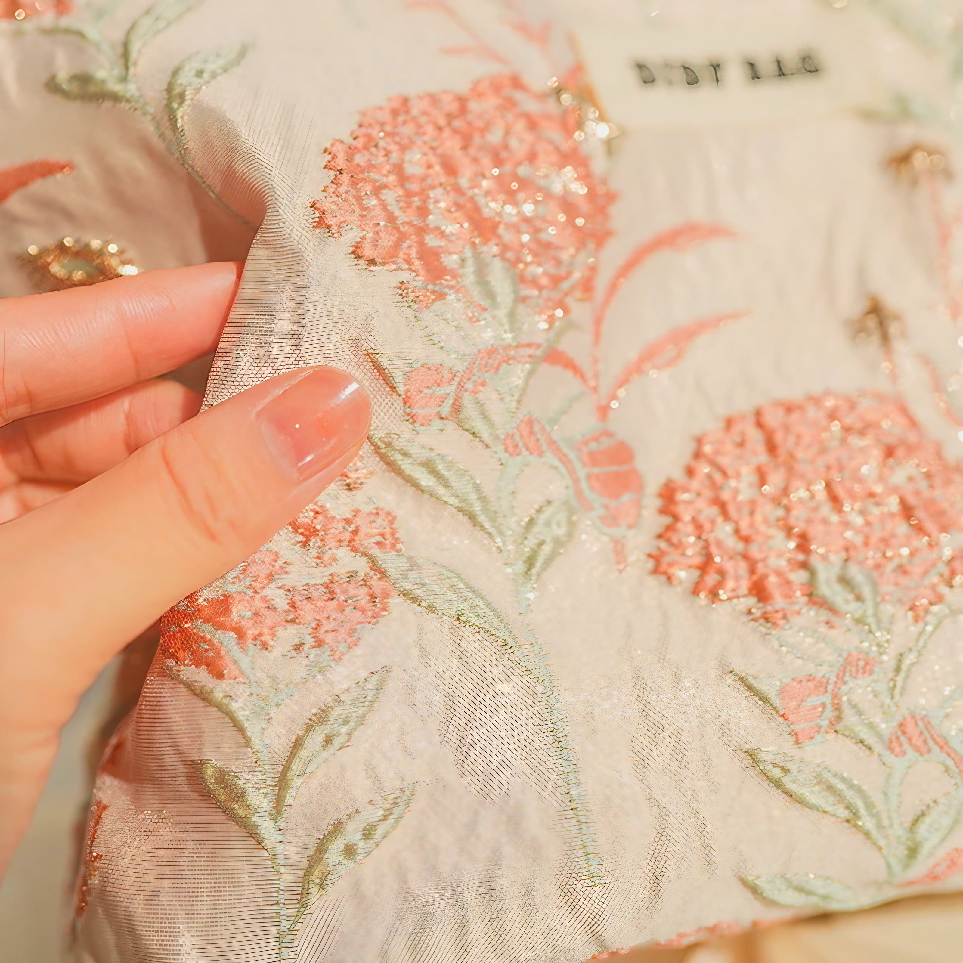 Coral Bloom Quilted Pouch