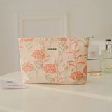 Coral Bloom Quilted Pouch
