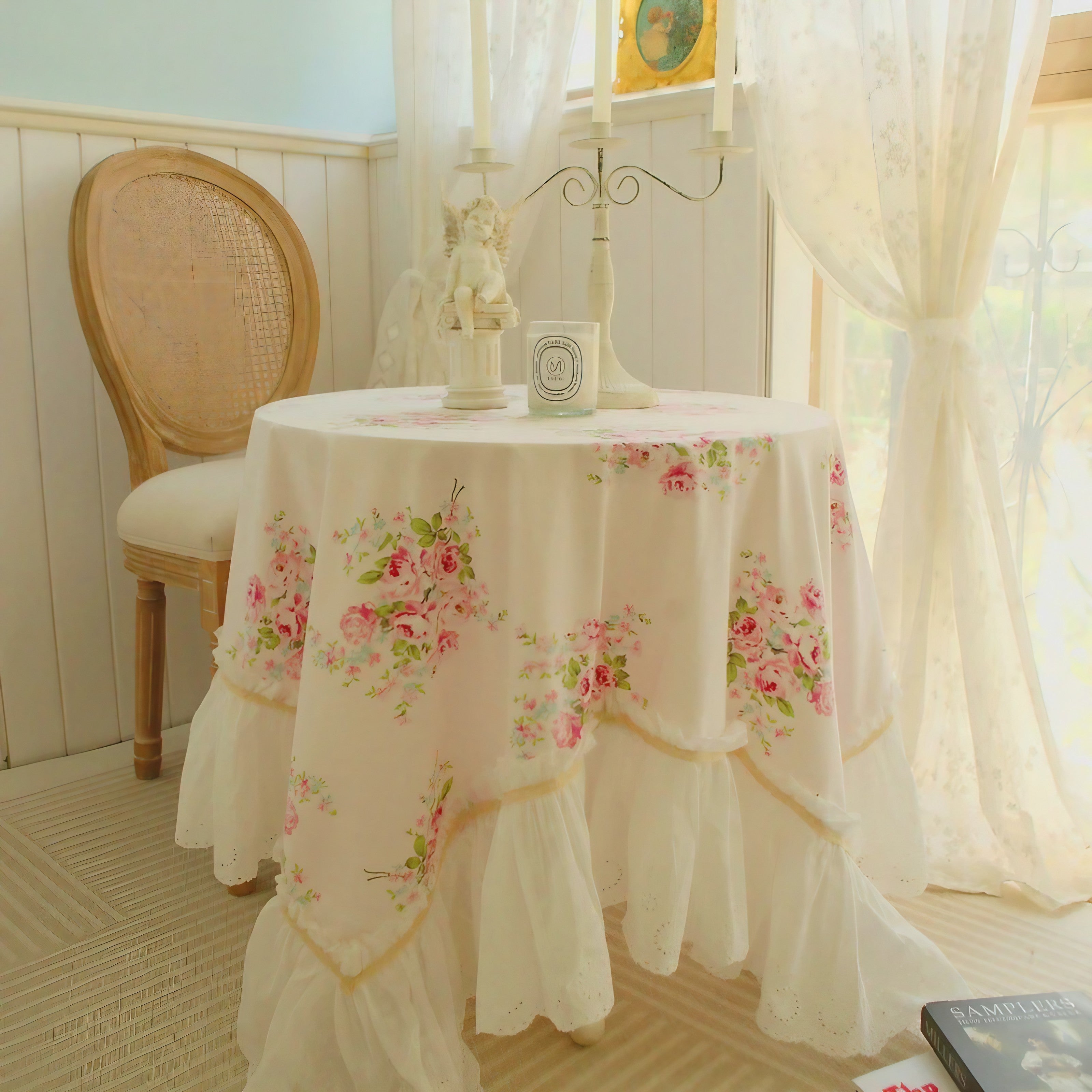 Cottage Rose Frill Tablecloth