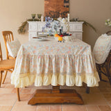 Country Floral Ruffled Tablecloth