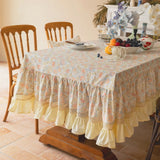 Country Floral Ruffled Tablecloth