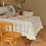 Country Floral Ruffled Tablecloth