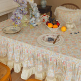 Country Floral Ruffled Tablecloth