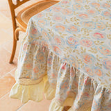 Country Floral Ruffled Tablecloth