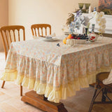 Country Floral Ruffled Tablecloth