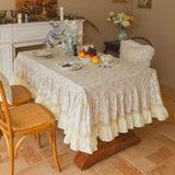 Country Floral Ruffled Tablecloth