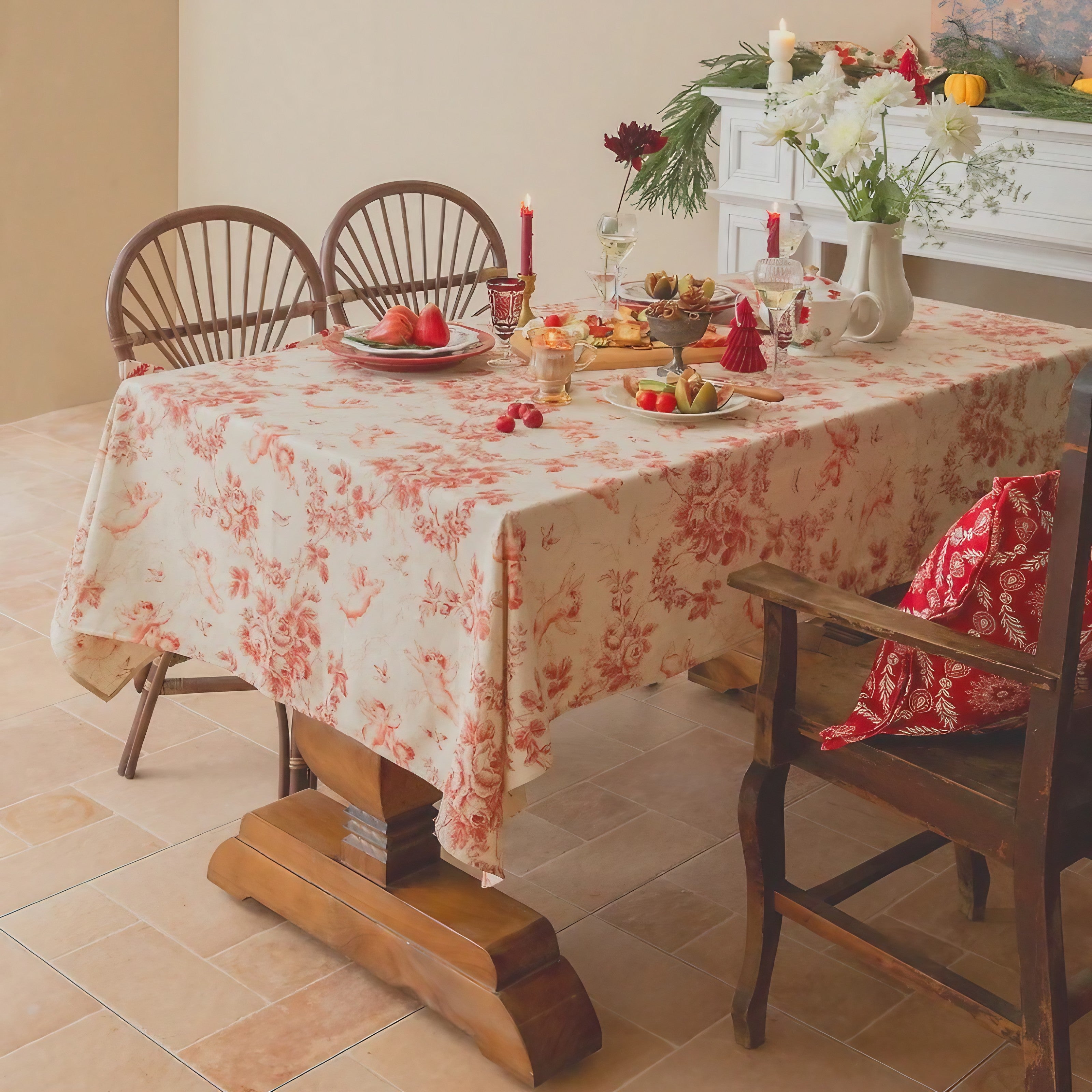Crimson Toile Vintage Tablecloth