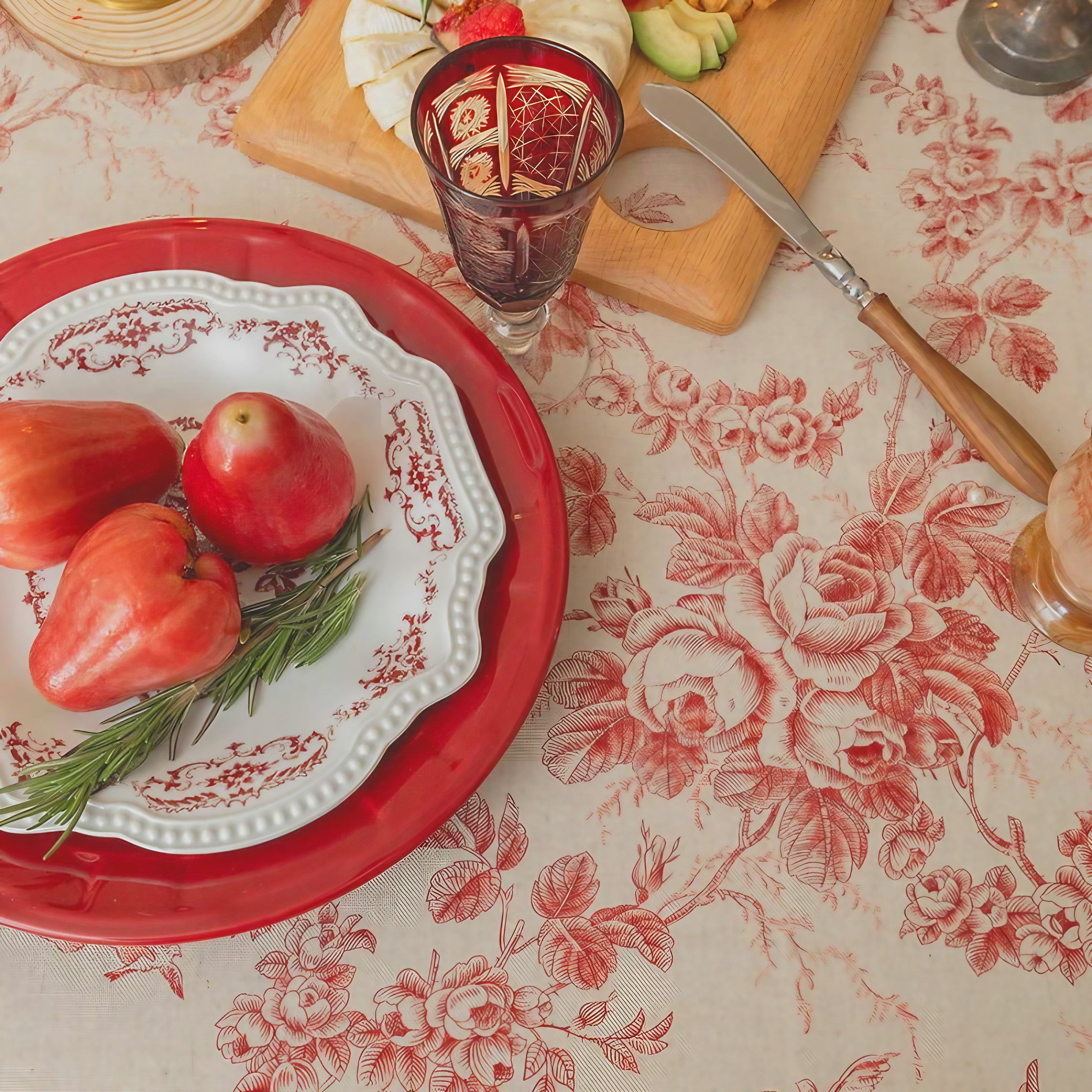 Crimson Toile Vintage Tablecloth