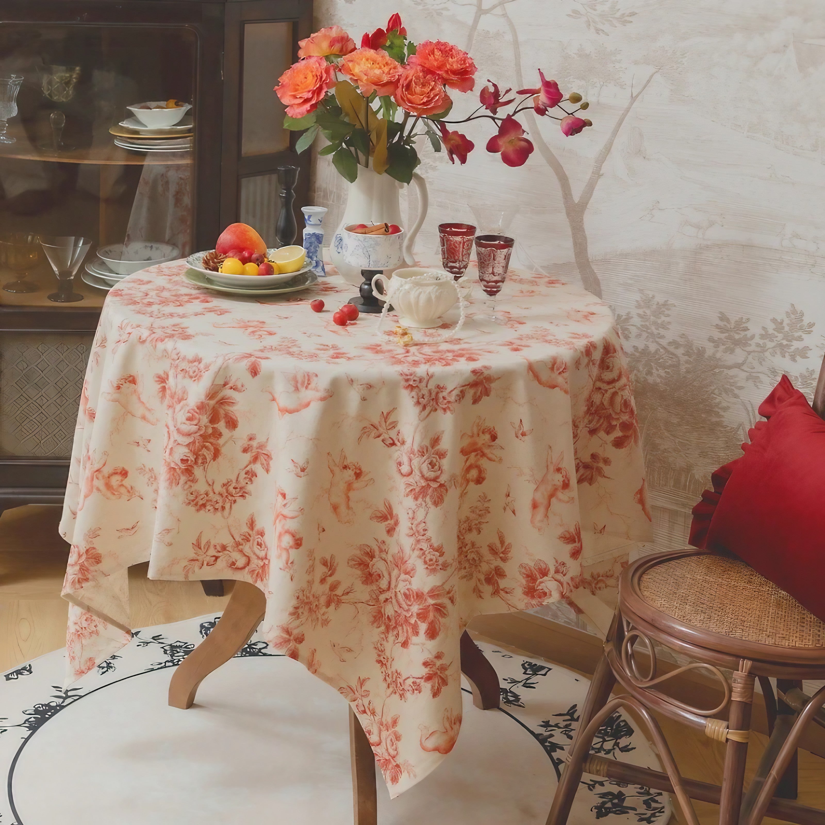 Crimson Toile Vintage Tablecloth
