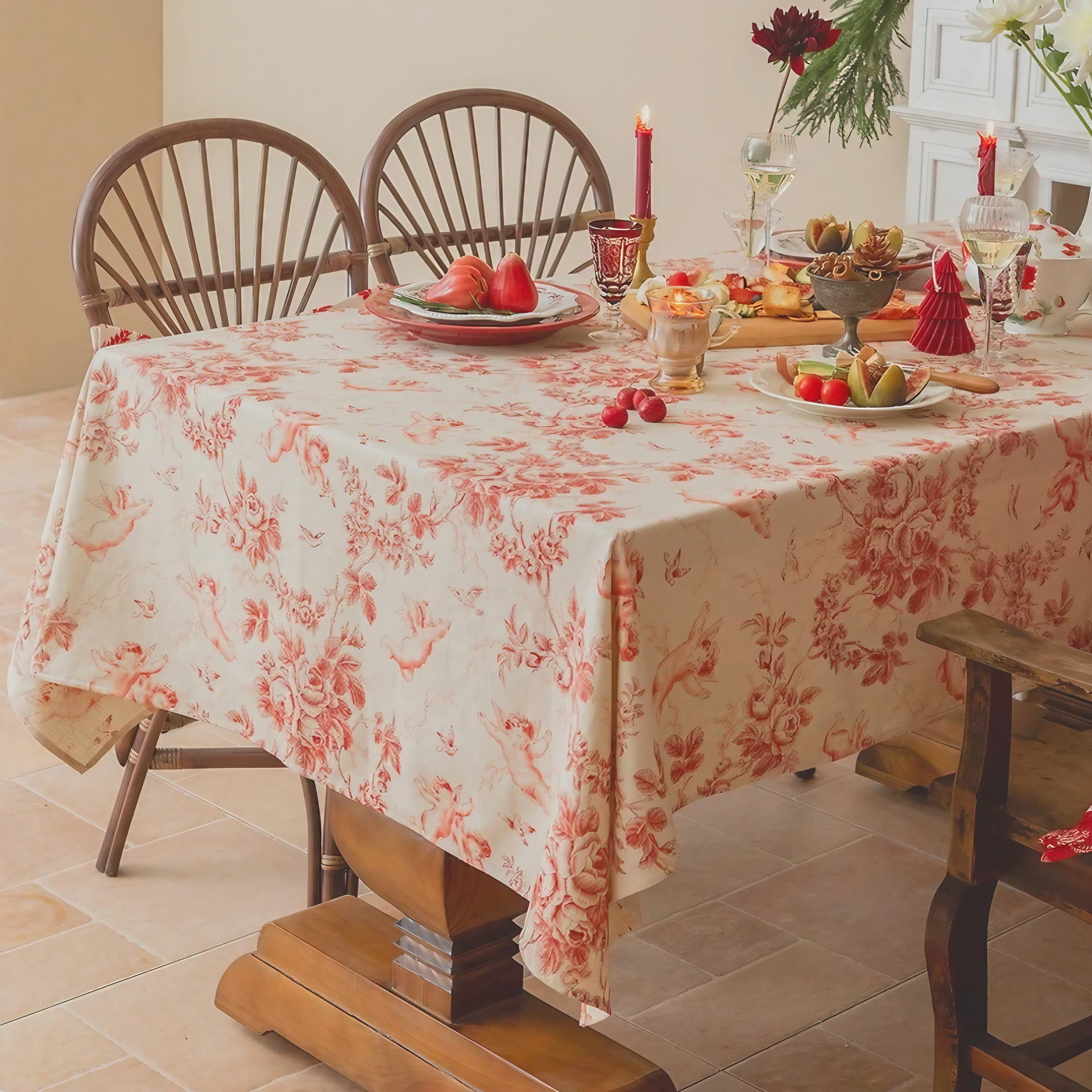 Crimson Toile Vintage Tablecloth