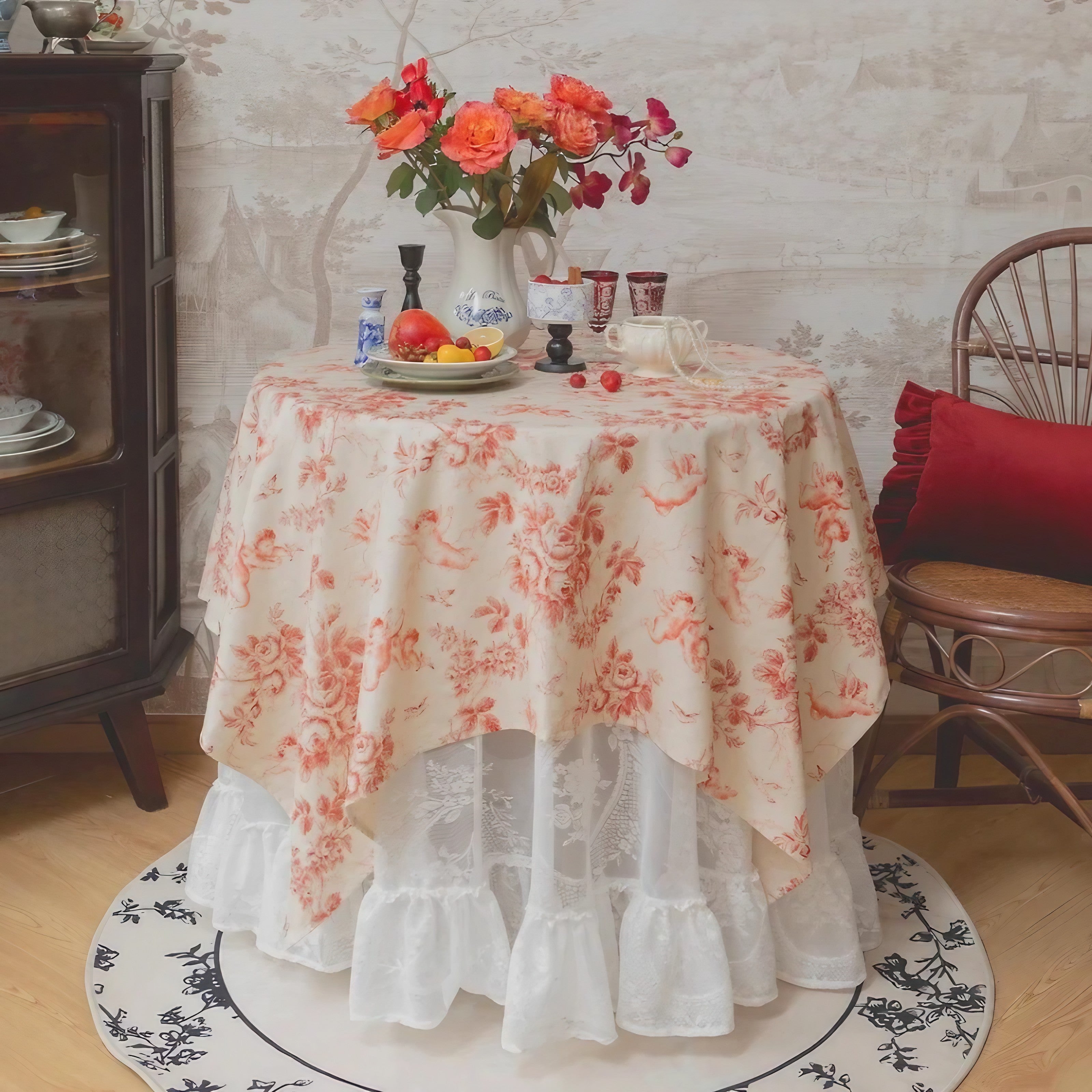 Crimson Toile Vintage Tablecloth