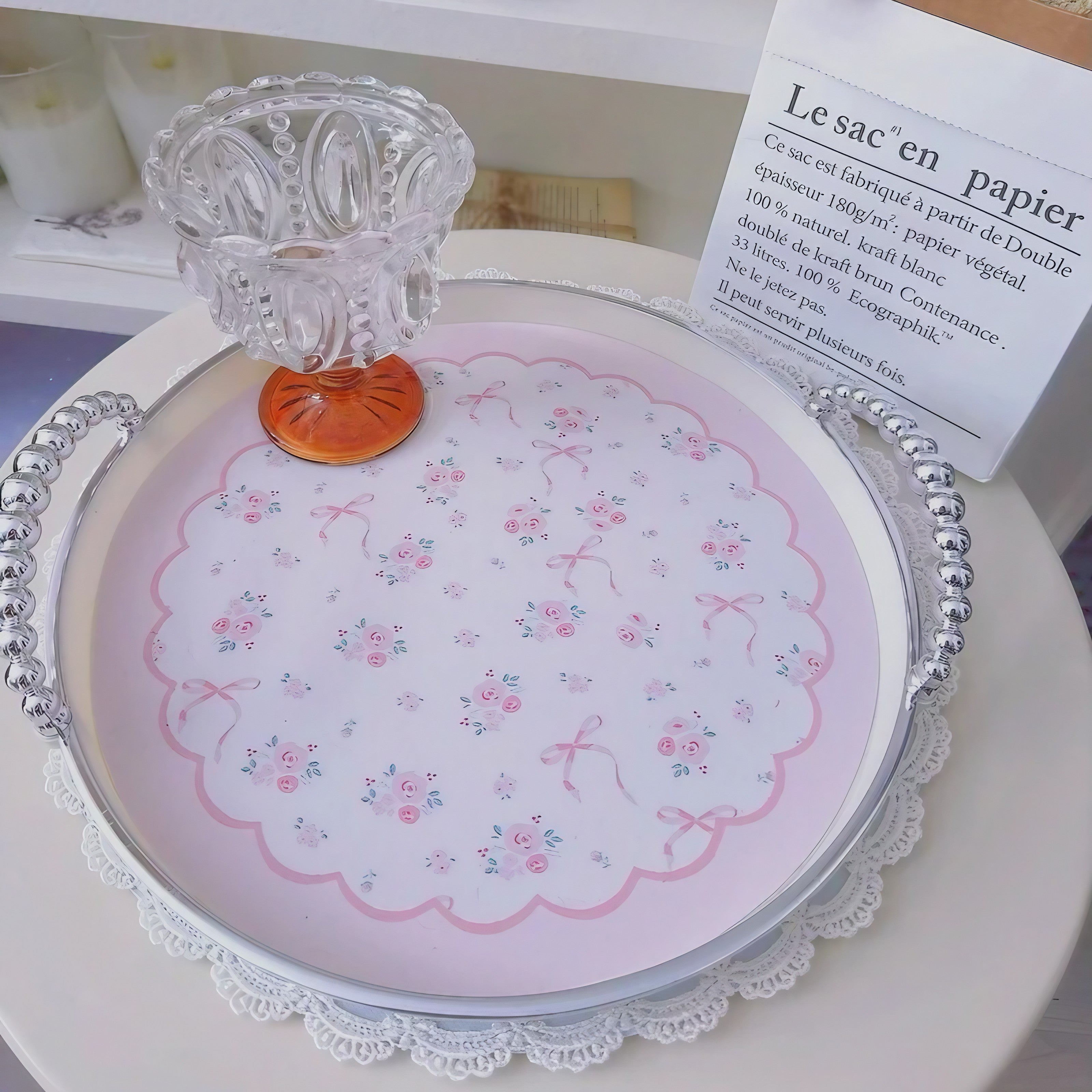 Rosy Lace Serving Tray