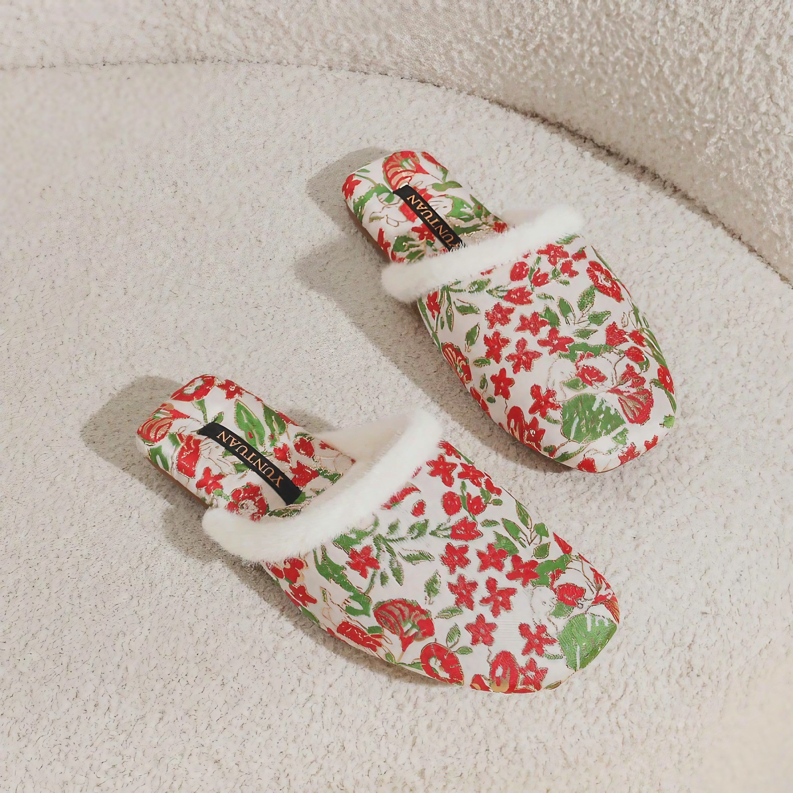 Floral Cozy Mule Slippers