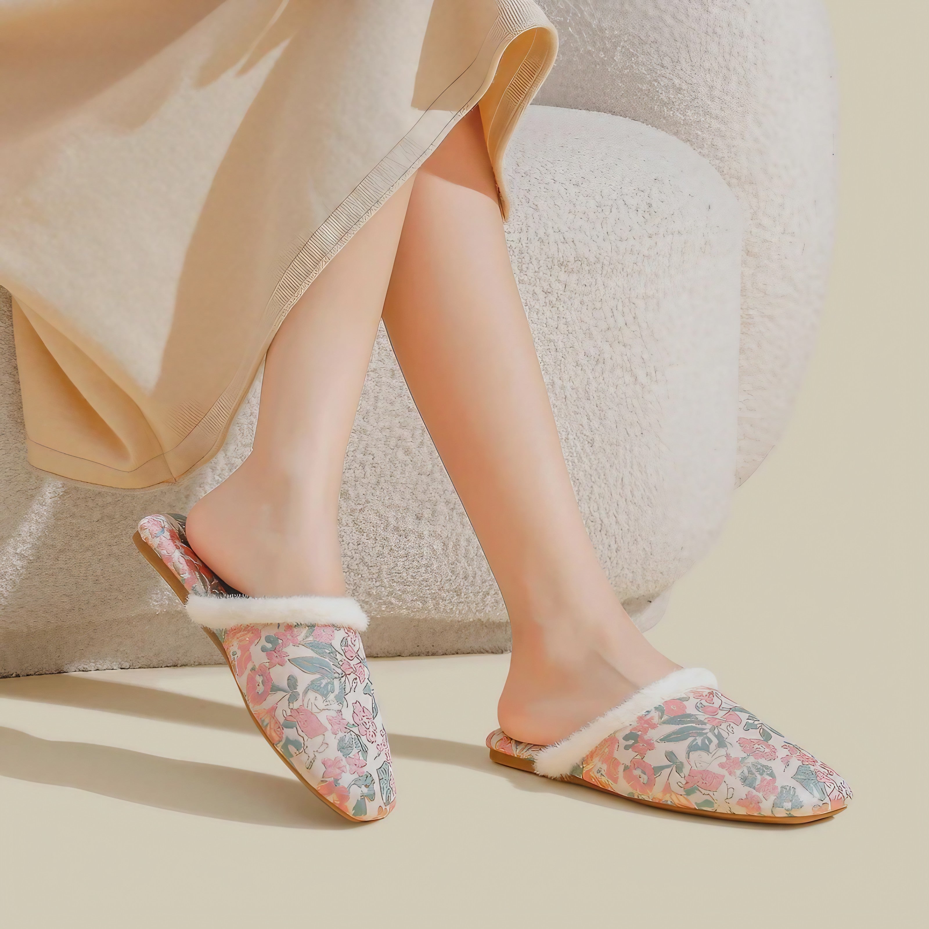 Floral Cozy Mule Slippers