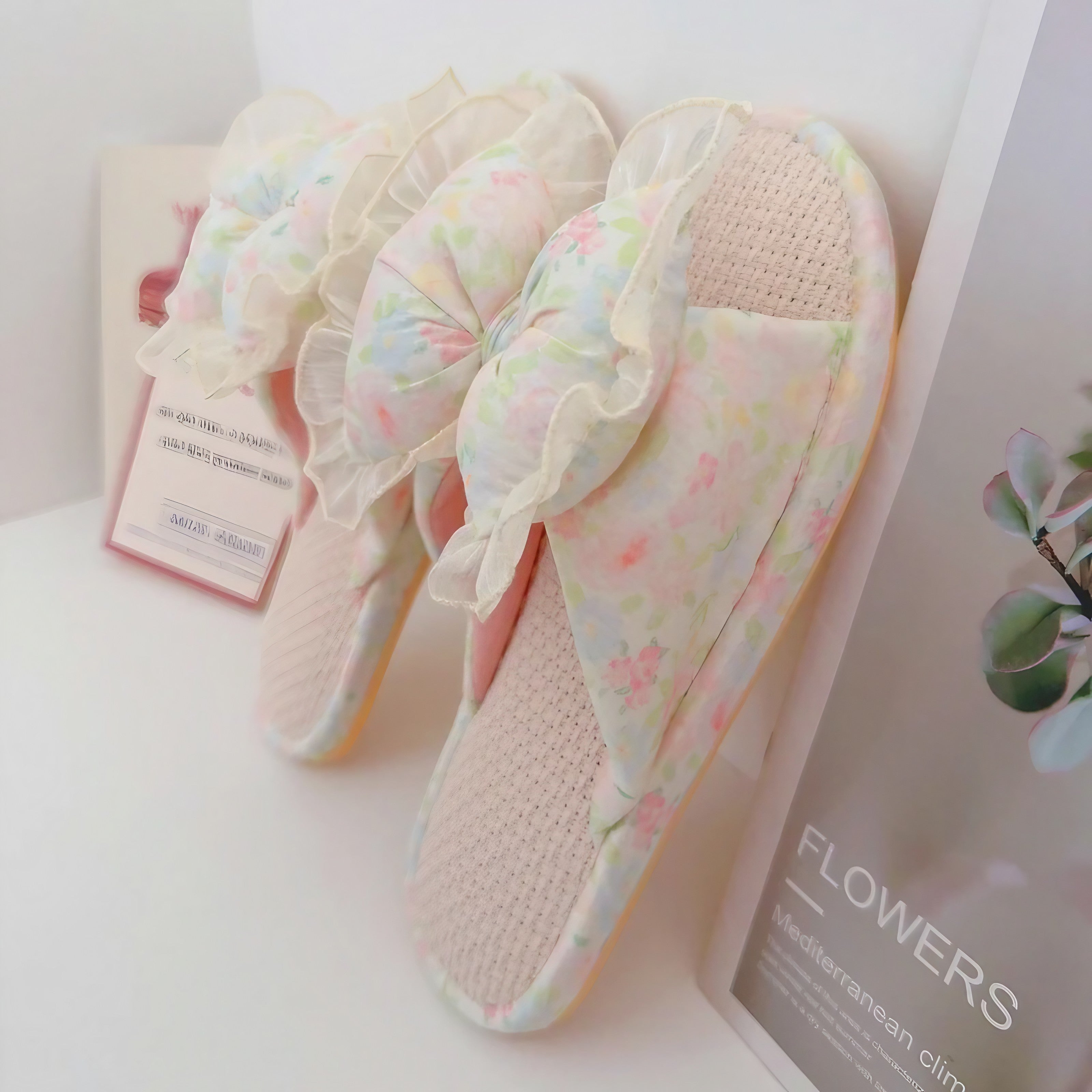 Floral Ruffle Muse Slippers