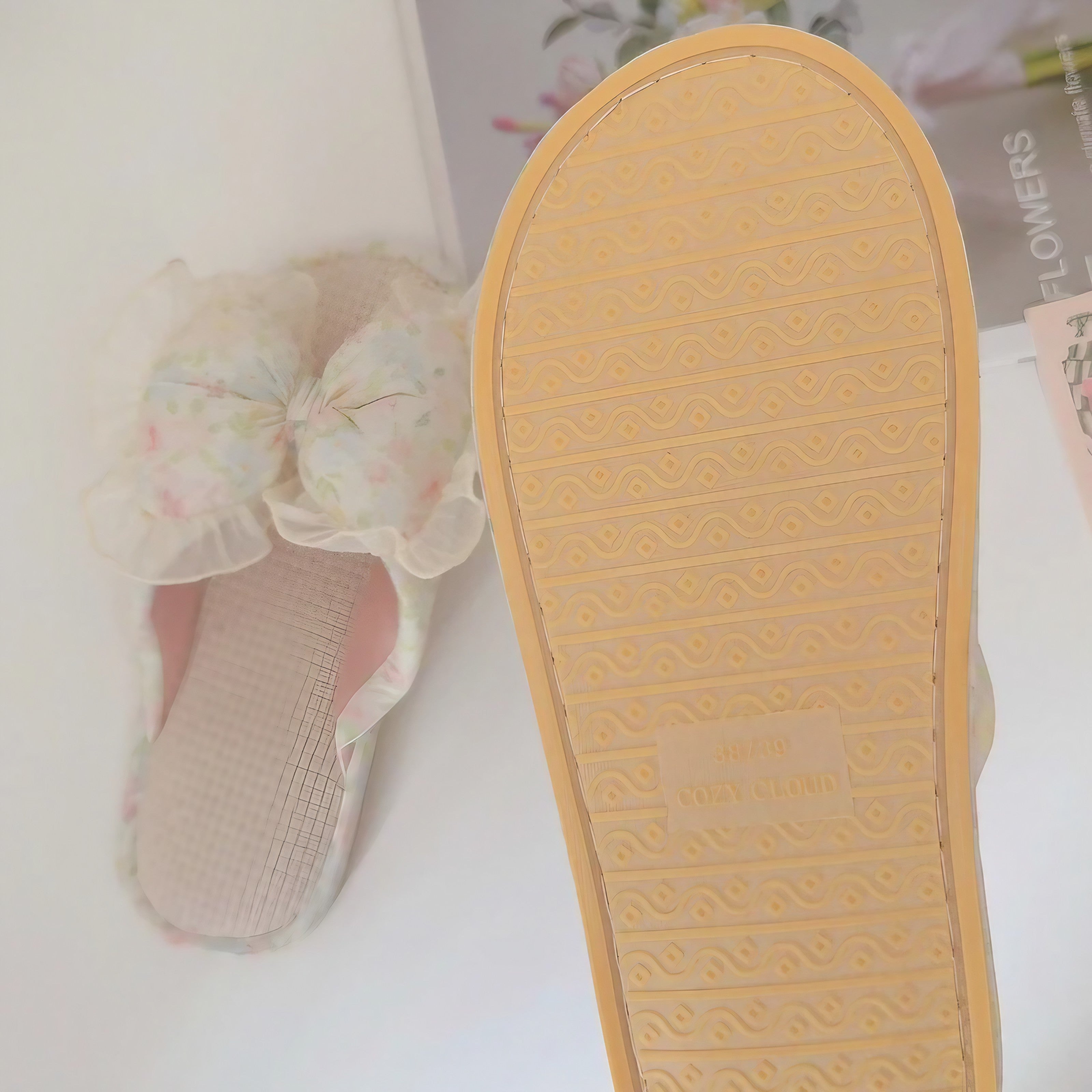 Floral Ruffle Muse Slippers